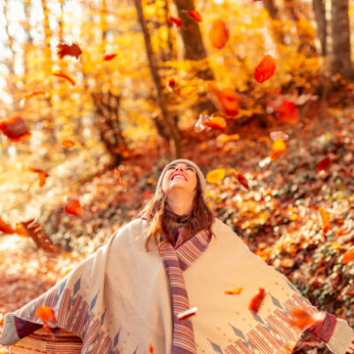 Autumn reset woman in a forest